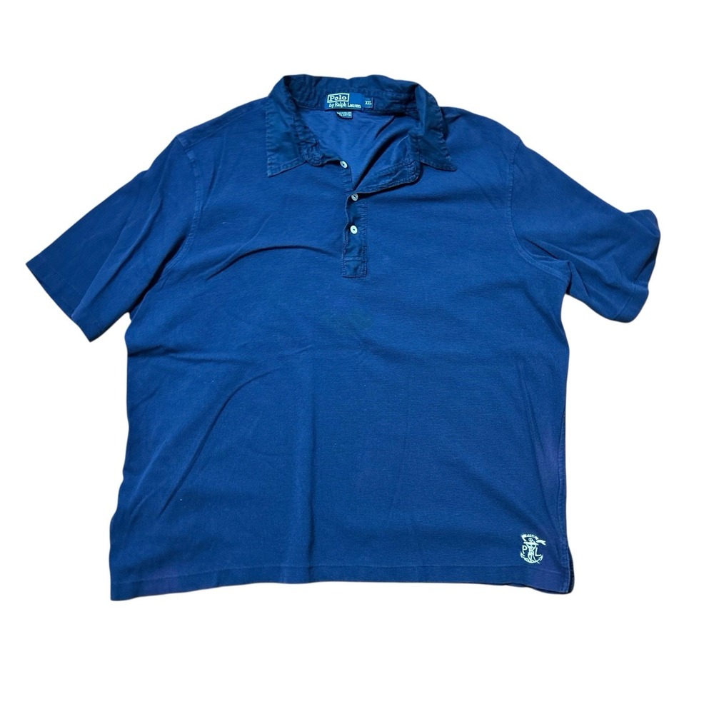 POLO RALPH LAUREN Embroidered Mesh Polo Shirt Men's XXL Short Sleeve NAVY